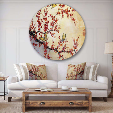 Butterfly Blossoms-Asian - Farm Round Metal Wall Art